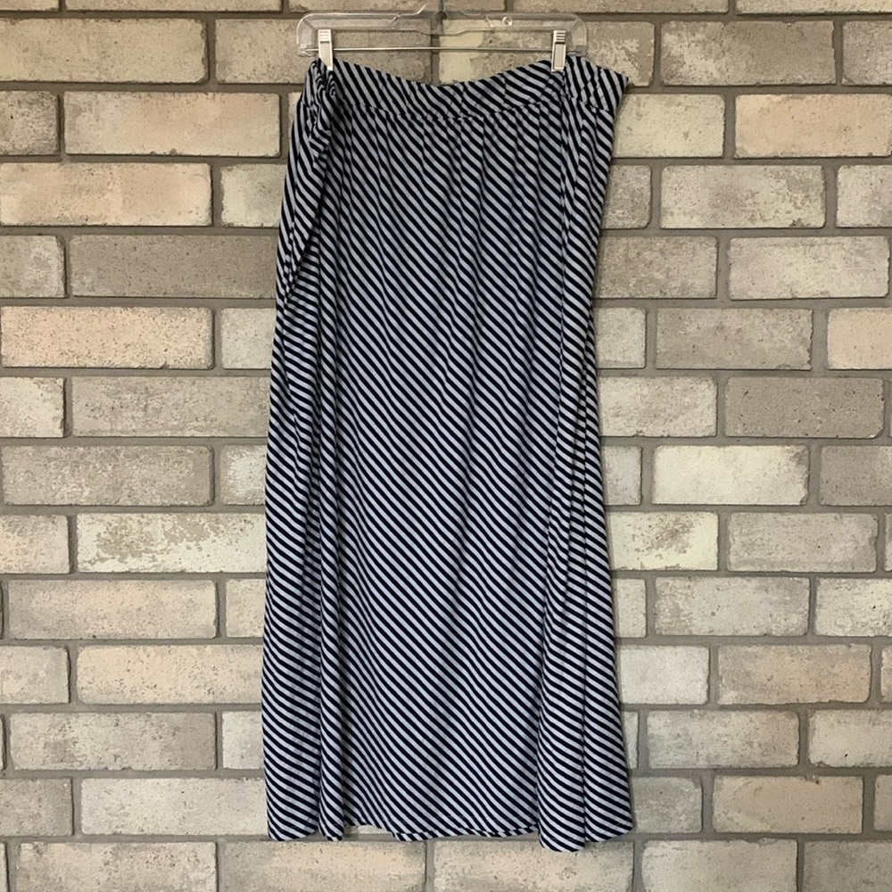 Terra & Sky Black and White Striped Maxi Skirt